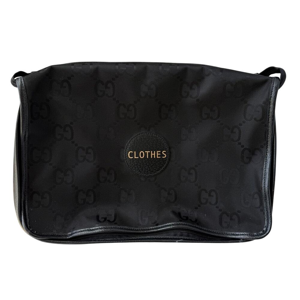 Gucci GG Nylon Travel Packing Cube Clothes Organizer Black Luggage Case Luxury